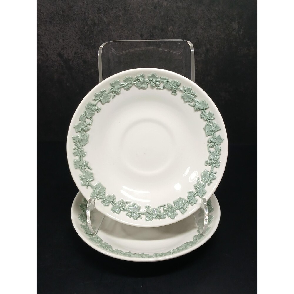 Wedgwood Queensware Sage Green Saucer Set of 2 5.5" Diameter